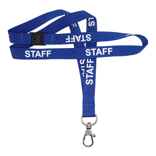 Lanyard Prem Blue Staff BAway & Dog Hook 15mm